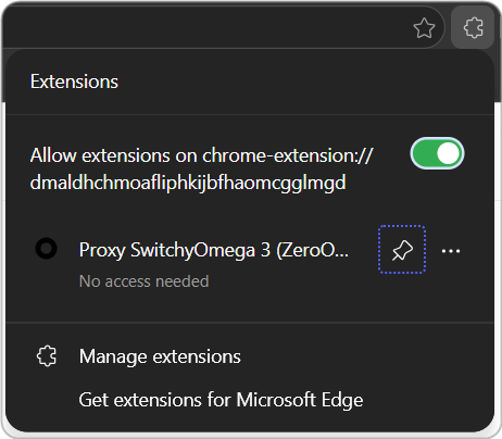 将 ZeroOmega 固定到 Microsoft Edge 工具栏