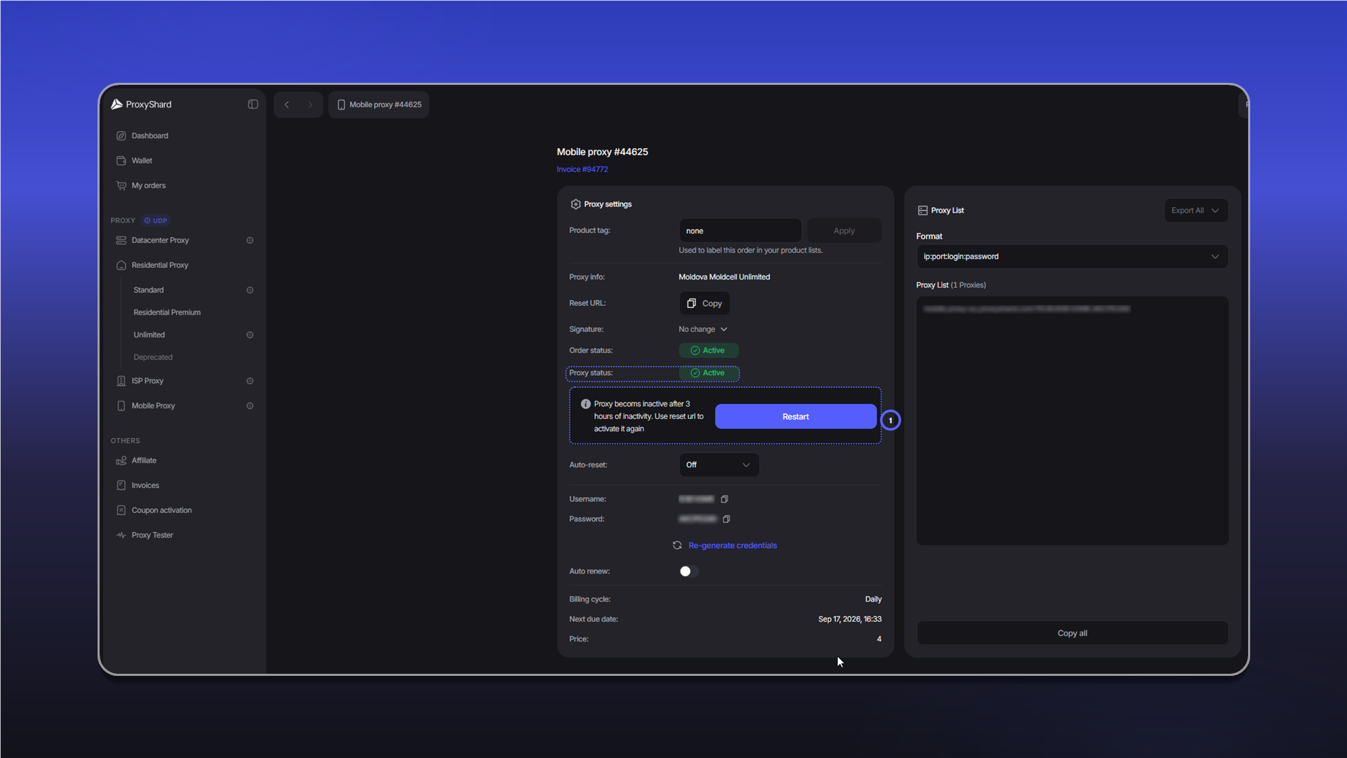 Activating mobile proxies