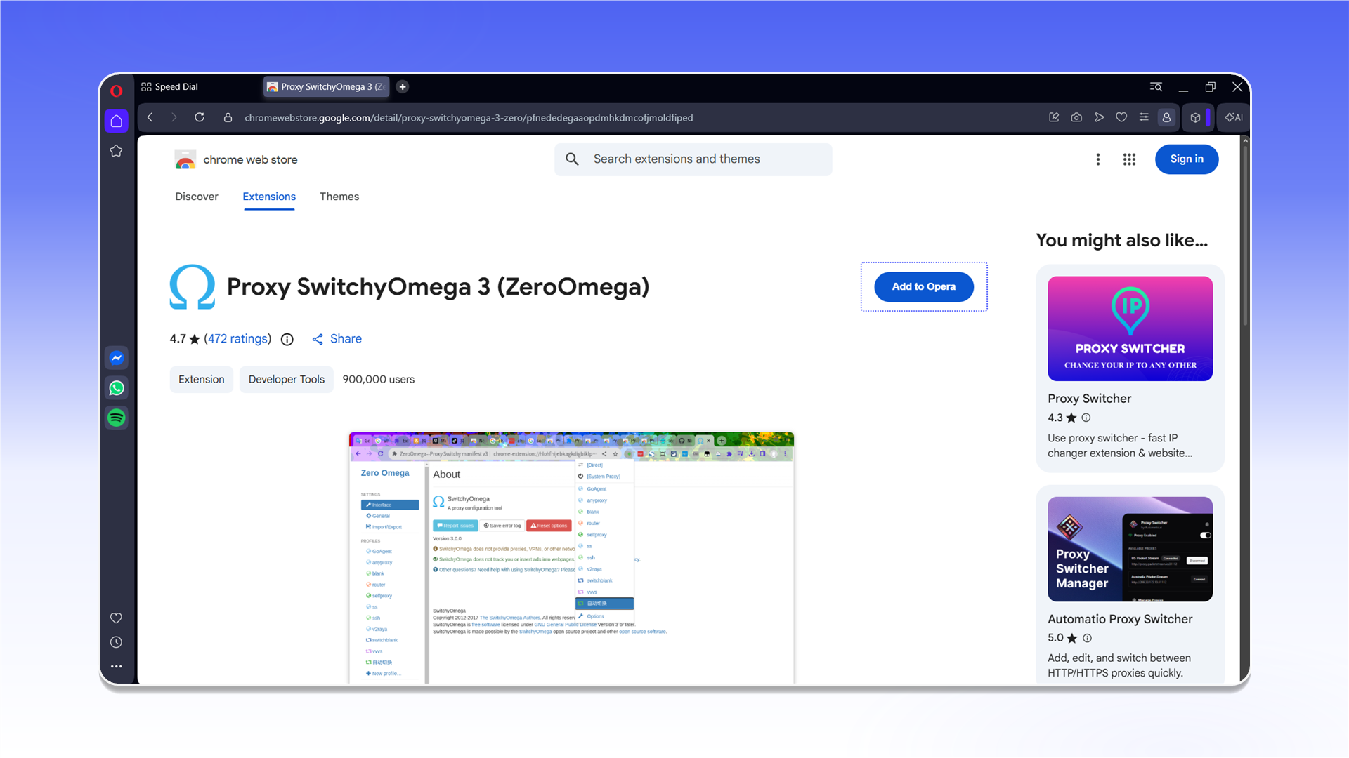 Installing ZeroOmega in Opera