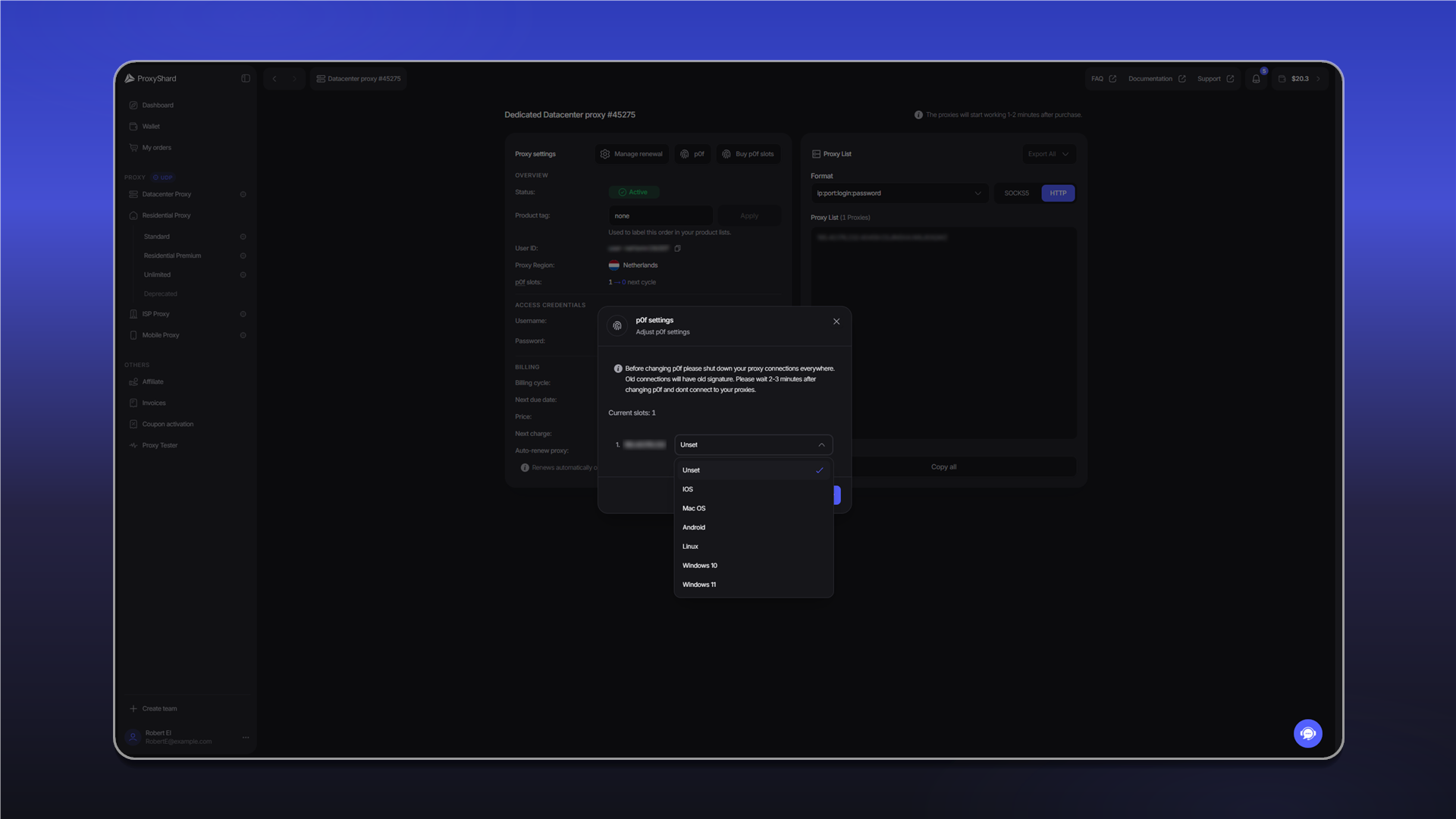 p0f settings for ISP and Datacenter proxies