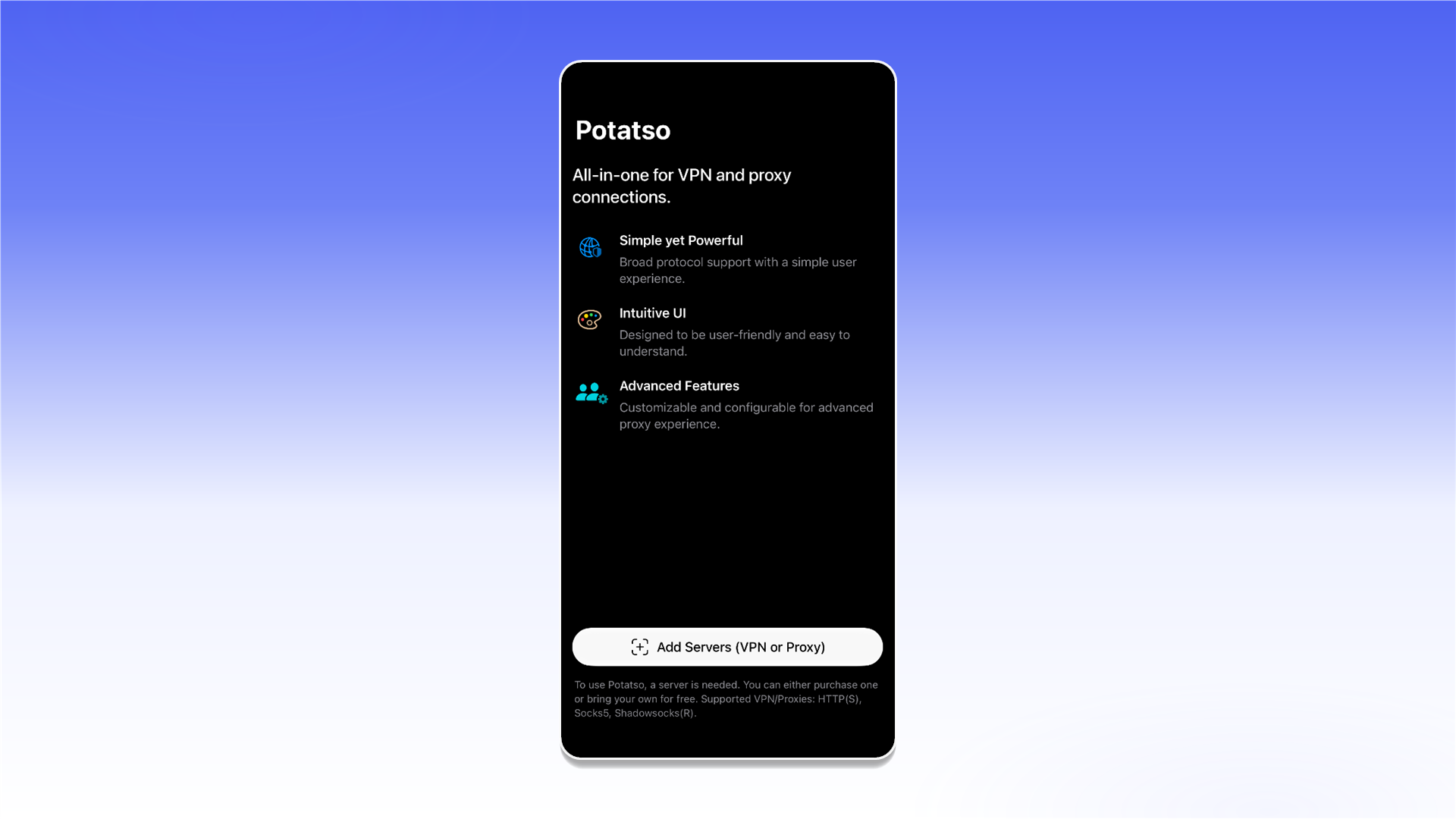 Adding a server in Potatso
