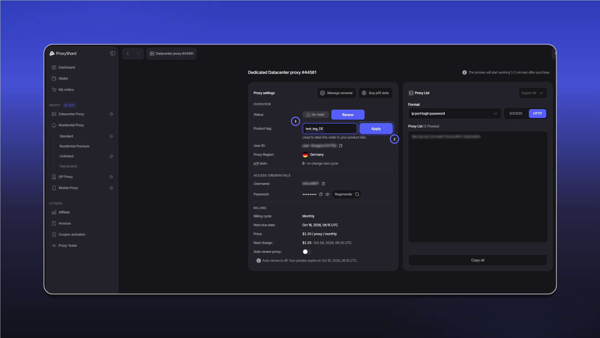 Setting a Product tag