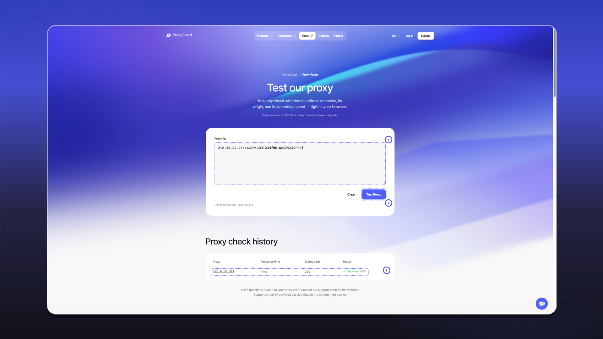 Proxy test result