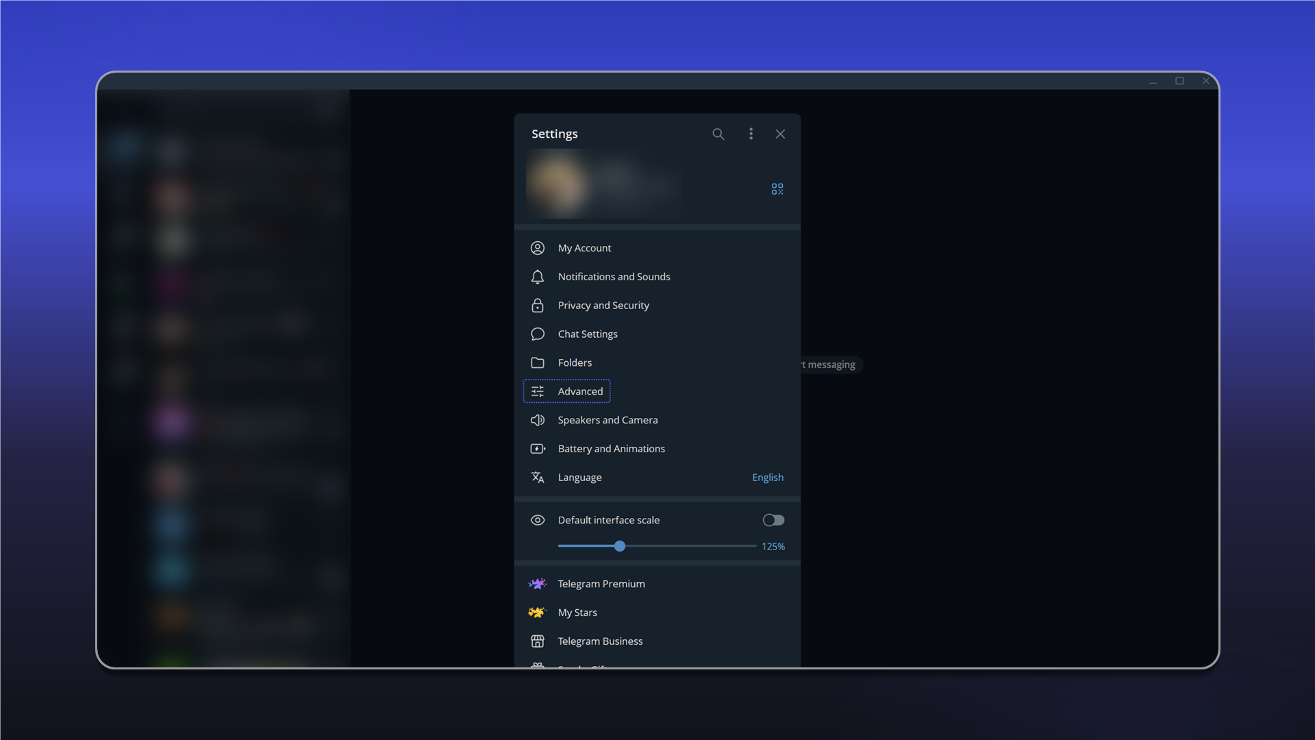 Advanced settings in Telegram Desktop
