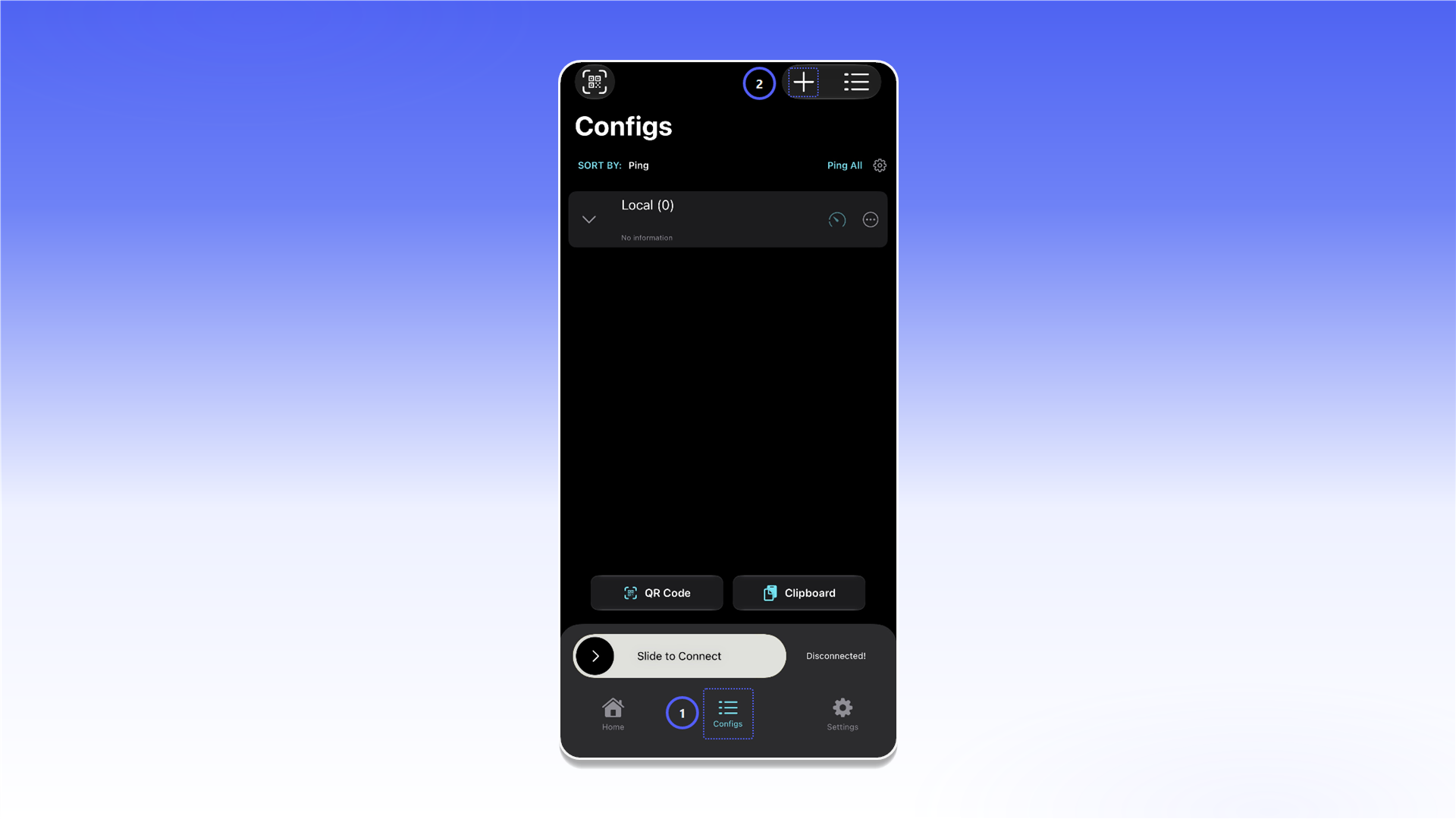Adding a configuration in V2Box