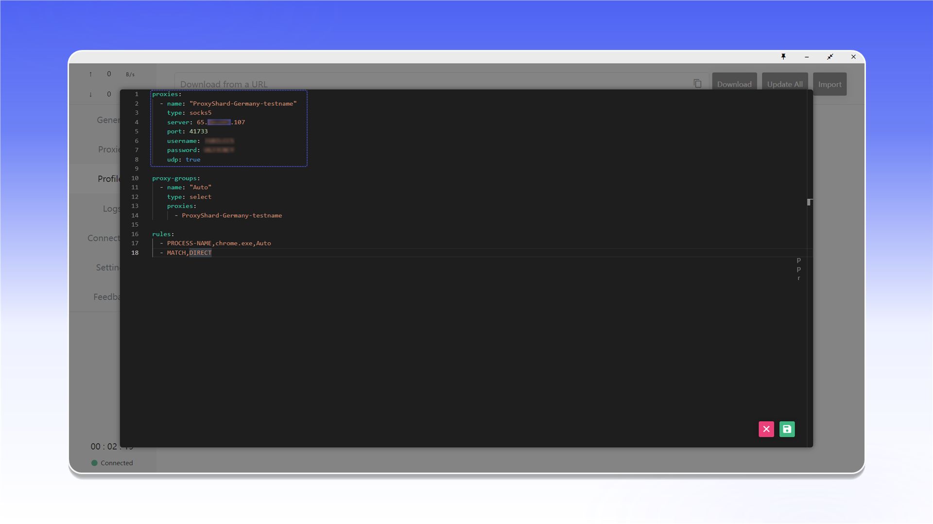 Настройка прокси в config.yaml