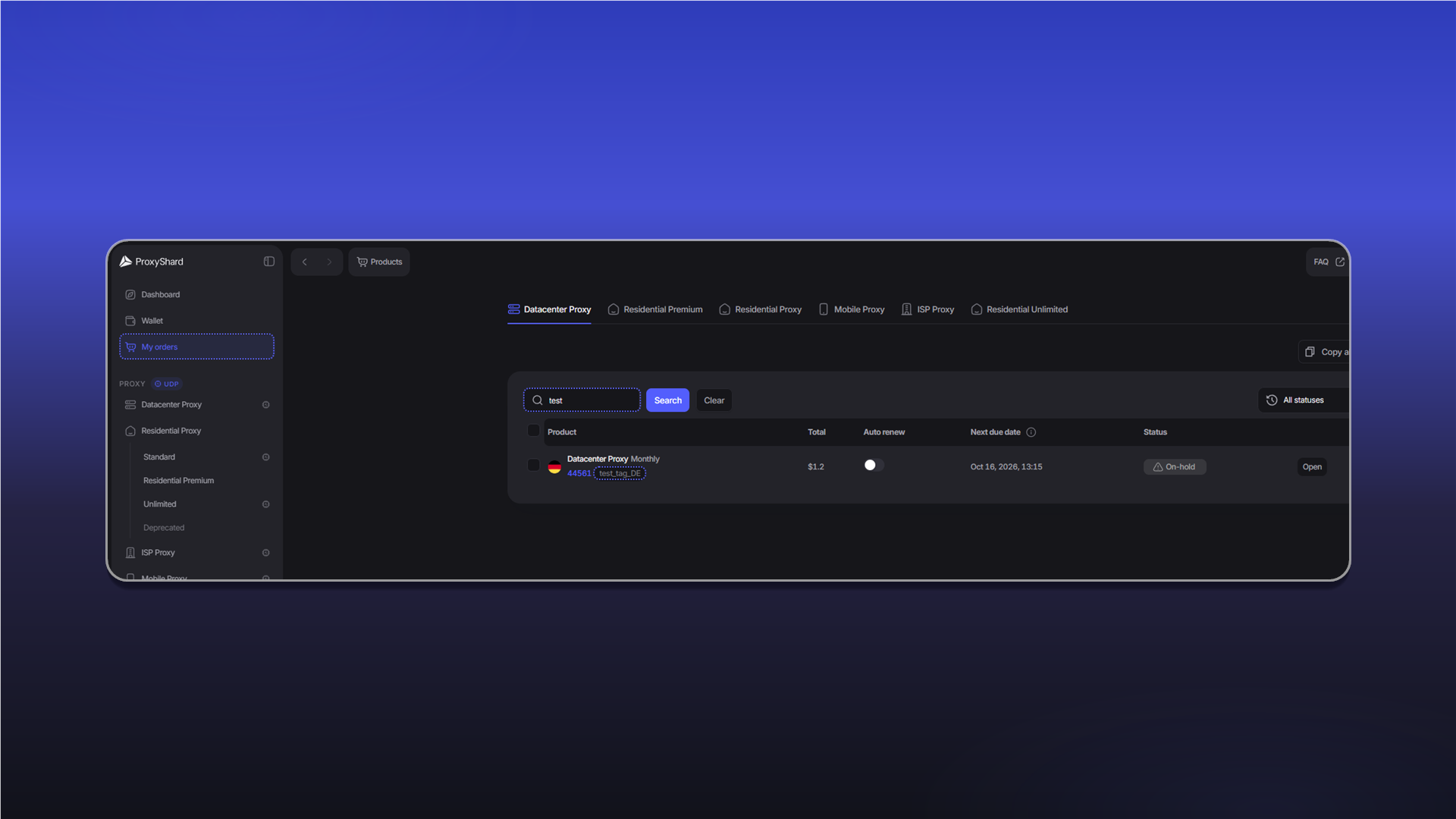 Поиск заказа по тегу в My orders
