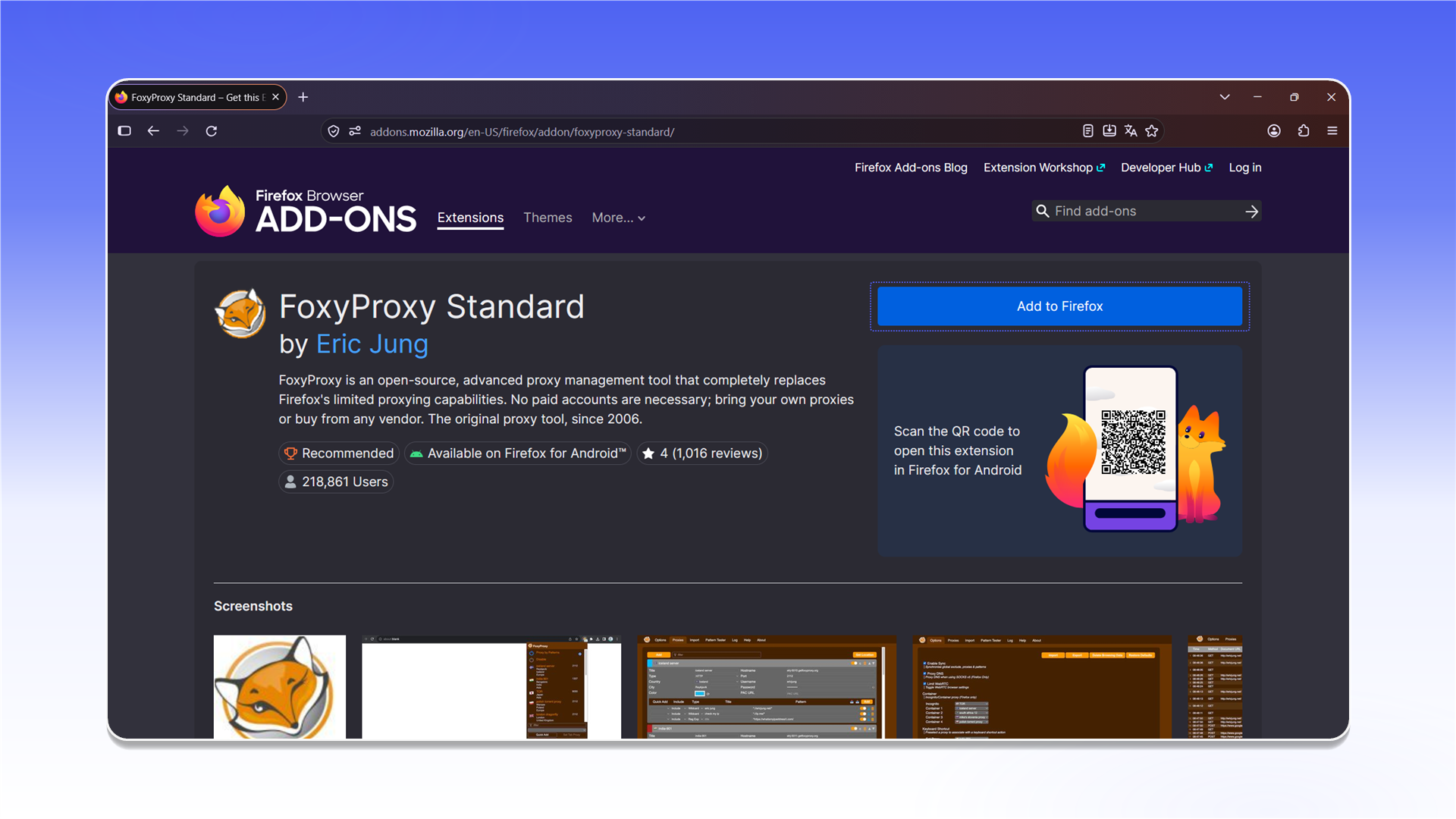 FoxyProxy Standard у Firefox Add-ons