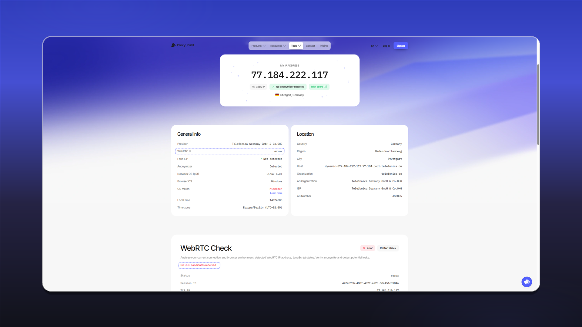 Перевірка WebRTC без UDP-кандидатів